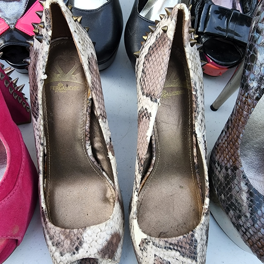 Peeptoe Snakeskin Spiked Heels